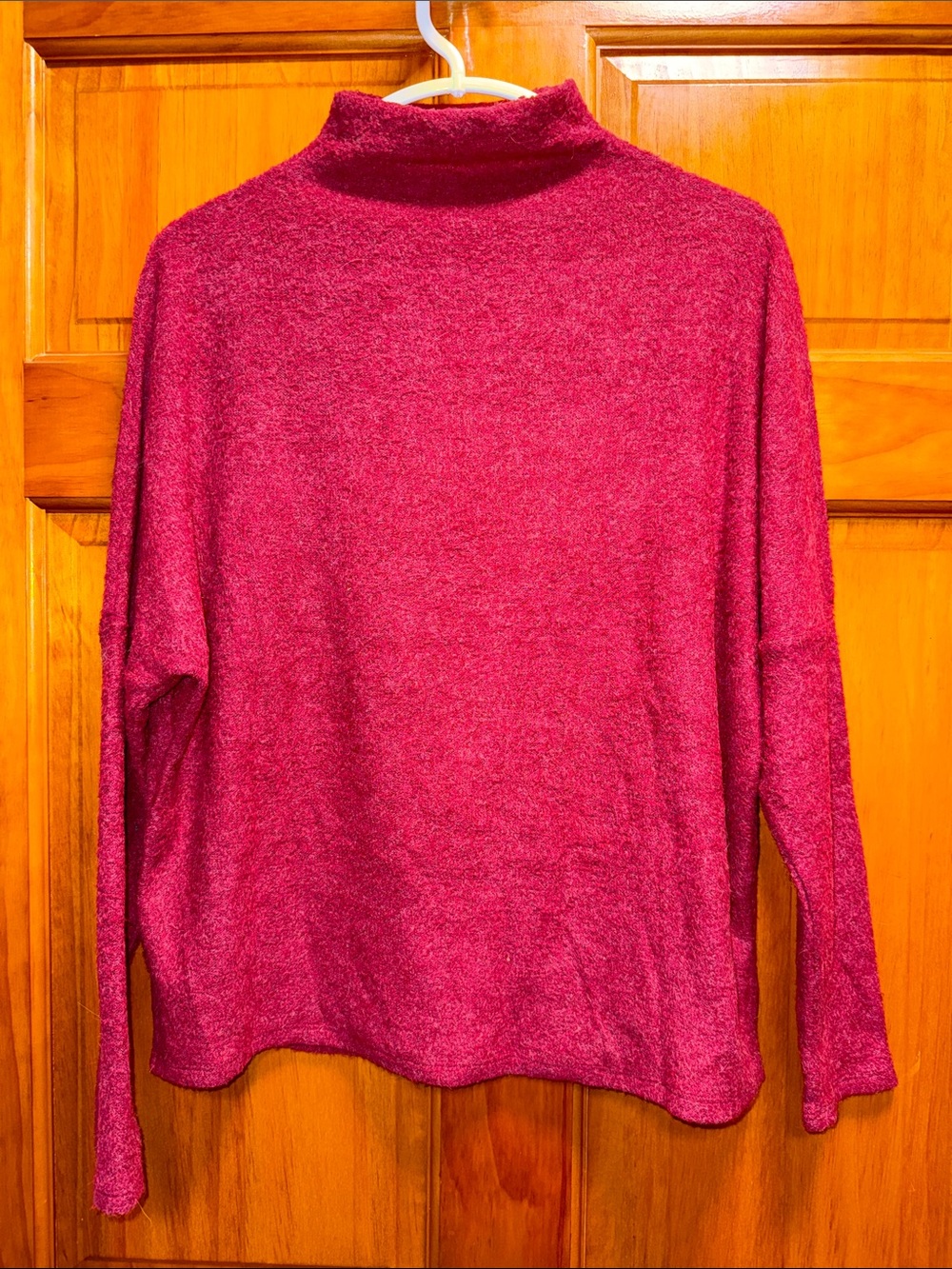 MELLODAY Plush Turtleneck Sweater in Raspberry